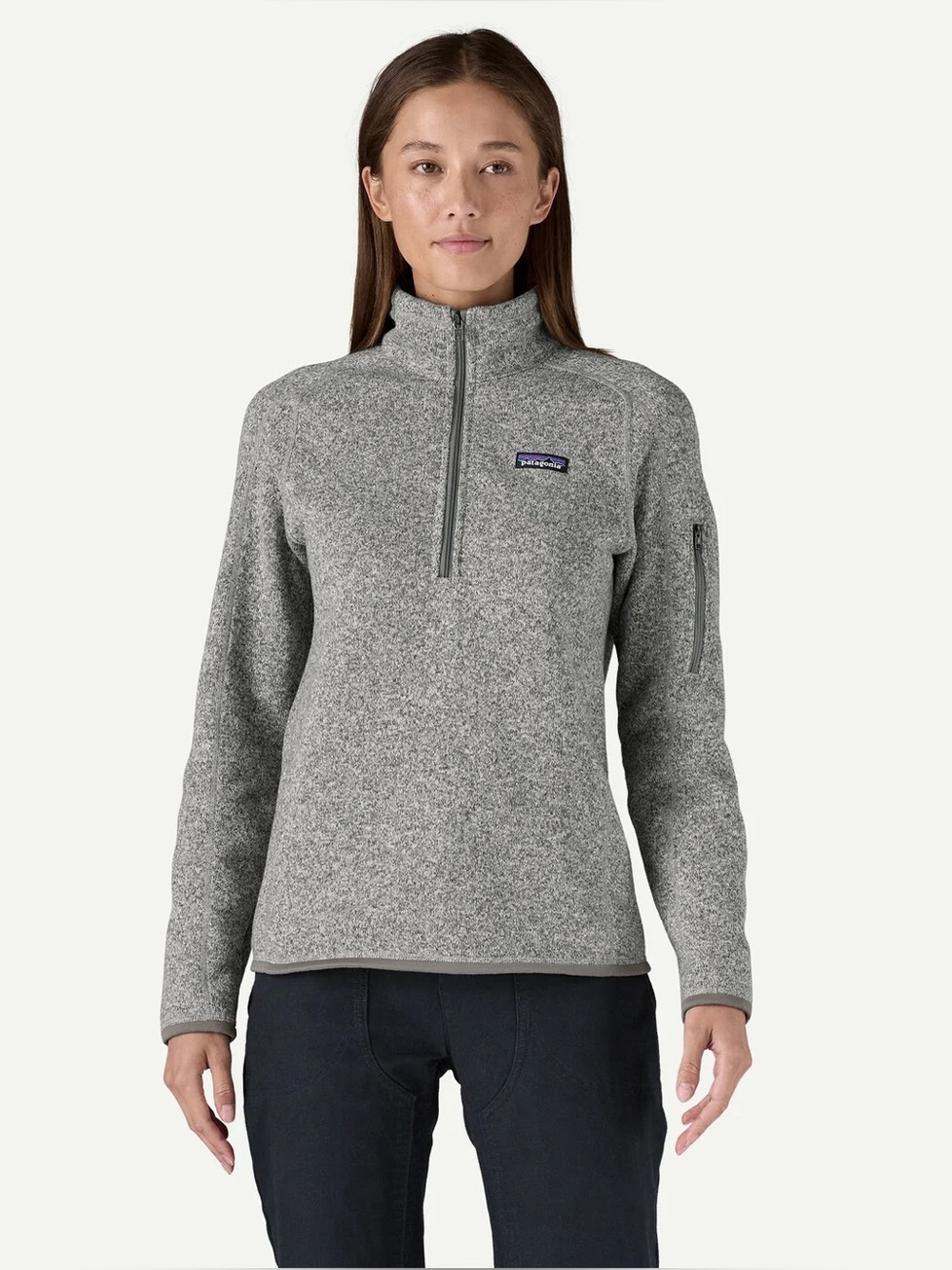 Patagonia Women's Better Sweater 1/4 Zip Pullover Birch White Gray Grey Medium